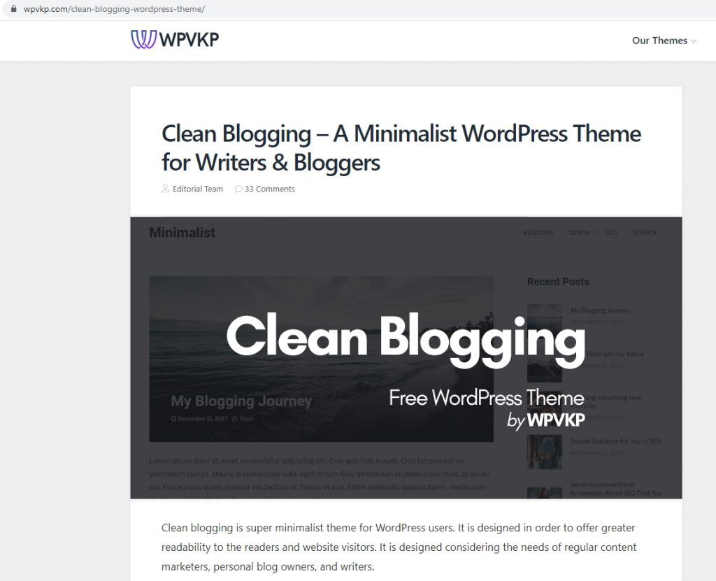clean blogging wordpress teması